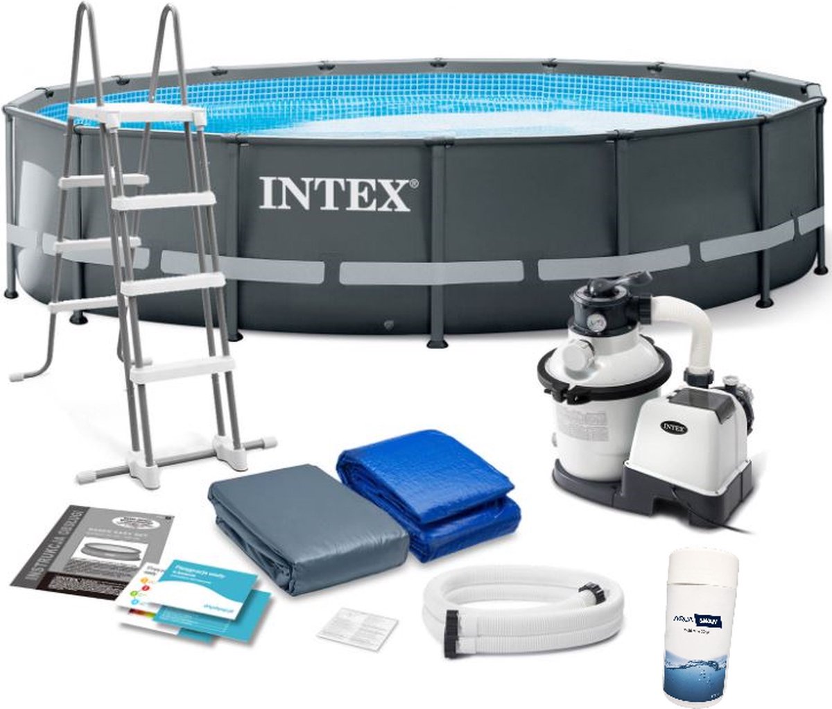 INTEX Zwembad Ultra XTR Frame (opzetzwembad)  Ø 549 | Inclusief Pomp + Ladder + Grondzeil + Dekzeil + 1kg Aquaswan Zwembad Multitabs | Complete set | Intex zwembad frame | intex zwembad rond | Zwembad Intex Frame